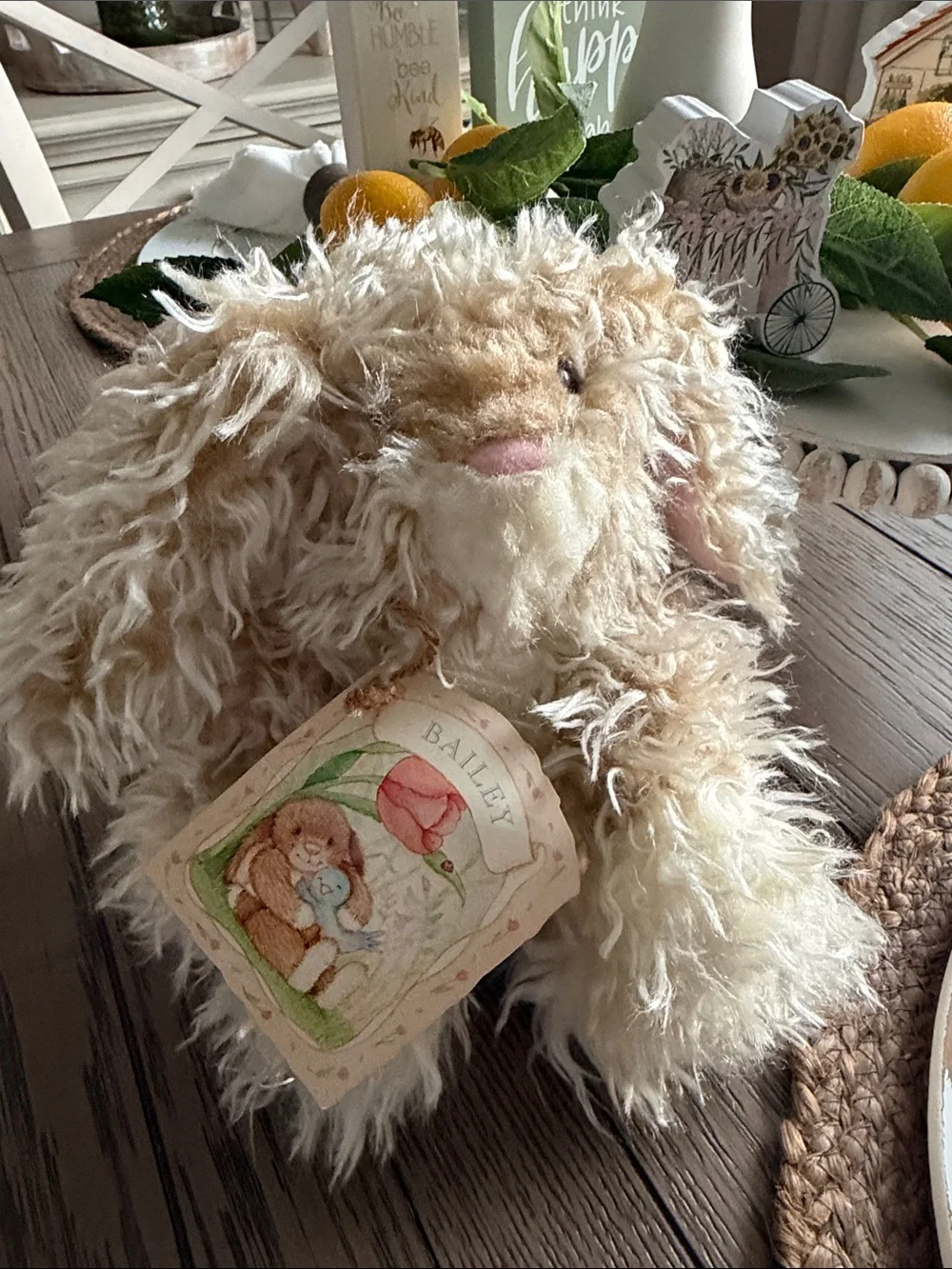 Hallmark Cream & Pink Floppy-Eared Plush Bunny for Small Pets